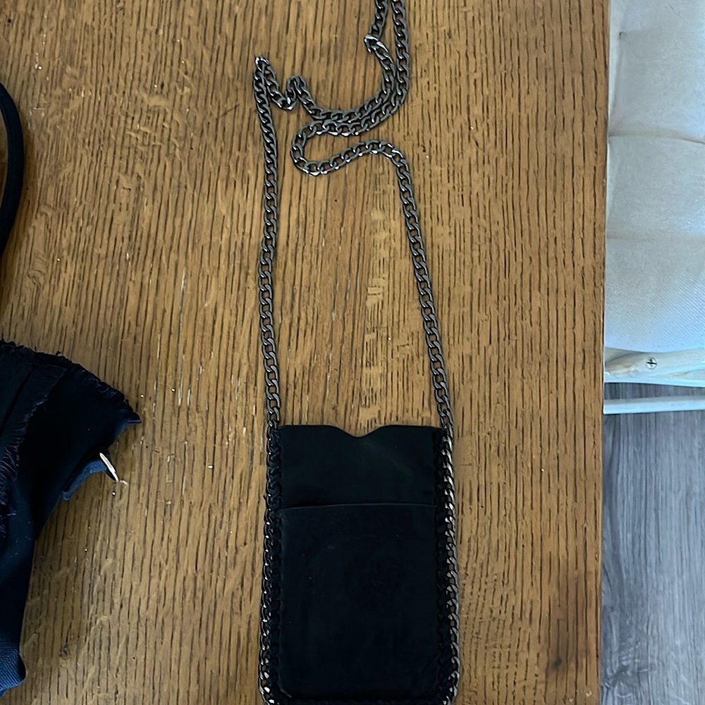 Small light Black  leather cell phone purse